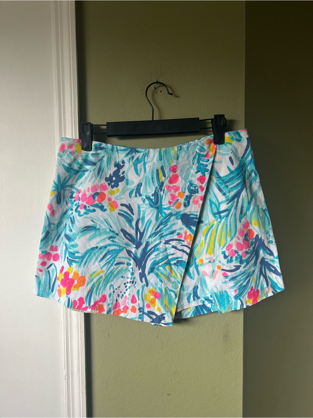 Lilly Pulitzer Tropical Faux Floral Wrap Skort - Aqua, Pink, Yellow  Sz 4